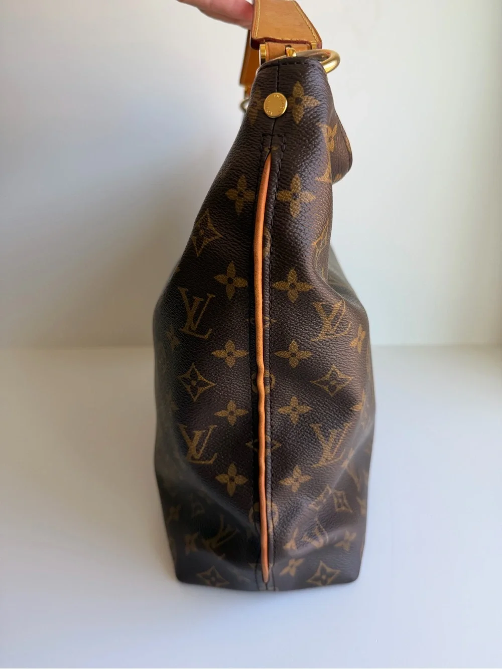 Authentic Louis Vuitton Sully MM Monogram Canvas & Leather Shoulder Handbag